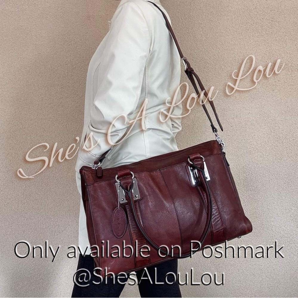 VTG Wilsons Leather genuine leather zip-top buckle satchel bag | cognac/mahogany